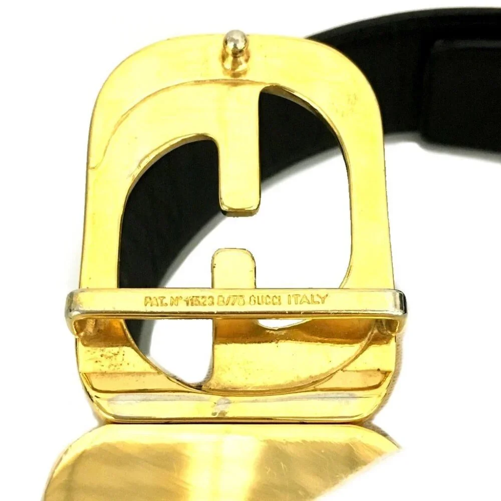 EGA GUCCI GG Logo Leather 90cm Men's Belt Black/2BG2982 - Picture 8 of 8